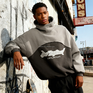 Áo hoodie nam in hình phối lớp đôi kiểu dáng rộng, chất liệu dày dặn, kiểu dáng OEM - Product Image 2