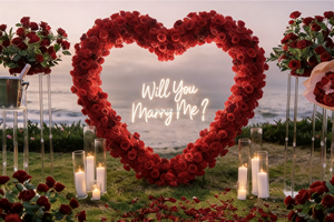 Kunstbloemen achtergrond van zijde, rode rozen, hartvormige bloemenboog, 7-8ft hoog, verstelbaar, afneembaar, handgemaakt, bruiloft - Product Image 2