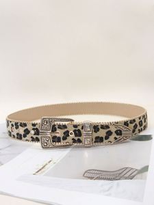 Fashion Women Vintage <b>Leopard</b> Rhinestone Inlaid Soft Faux Leather Alloy Pin Buckle Crystal Waistband Belt - Product Image 6