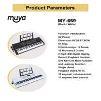 MY MUSIC MY-669D Portable Beginners Digital Piano 61 Lighted Keys Electric Organ Electronic Keyboard Musical Instruments on Sale