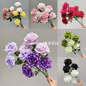 ดอกกุหลาบประดิษฐ์ซีเคร็ทการ์เดน สามหัว สีขาว รูปหัวใจ โฟม สำหรับตกแต่งงานแต่งงาน - Product Image 5