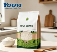 Sac d'emballage en papier kraft pour riz 1kg 2kg 5kg avec fenêtre transparente et design personnalisé pour l'emballage du riz