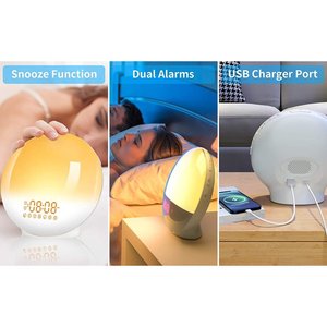 Réveil Lumineux Simulateur d'Aube 7 Couleurs, Veilleuse, Aide au Sommeil, 7 Sons Naturels et Fonction Snooze pour Enfants et Adultes - Product Image 4