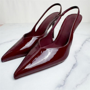 Sandali Mule in pelle verniciata 2025 Za tacco sottile Sexy Back Trip <span class=keywords><strong>cinturino</strong></span> con <span class=keywords><strong>tacchi</strong></span> alti in nero - Product Image 2