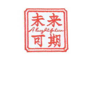 Futuros caracteres chinos bordado rojo parche de tela ropa para niños accesorios de bricolaje parche decorativo suministros de costura
