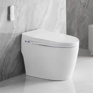 OVSバスルーム衛生陶器フロアセラミックインテリジェント自立型圧力アシストスマートトイレ、ボトムウォッシュ付き
