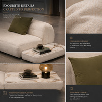 Canapé d'angle moderne incurvé en tissu bouclé, sans accoudoirs, pour salon, hôtel, villa