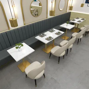 4席高級レストランテーブルレストランテーブルと椅子付き高級レストランスクエア大理石トップテーブル