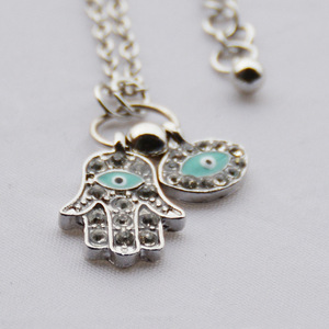 Offre Spéciale or argent chaîne diamant mauvais yeux Hamsa <span class=keywords><strong>pendentif</strong></span> collier pour femmes Blue Eye collier - Product Image 2