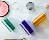 Verre borosilicate à double paroi transparent, isolé, écologique, minimaliste, 250 ml, fait main, compatible lave-vaisselle et micro-ondes, résistant à la chaleur