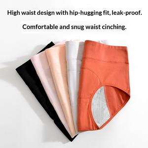 Ventes en gros de <span class=keywords><strong>sous</strong></span>-vêtements physiologiques pour femmes à taille haute et coupe haute, en coton et viscose, antibactériens, anti-fuites, pantalons menstruels - Product Image 3