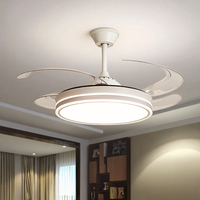 Ventilateur de plafond à LED rétractable de 42 pouces avec lampes invisibles et télécommande Moteur à courant continu durable Lampes invisibles