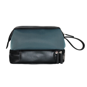 Sac de toilette de voyage de luxe en cuir PU double couche 5 #   Fermeture éclair imperméable, motif pierre, design tendance, grande capacité personnalisée - Product Image 6