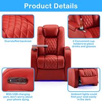 Canapé inclinable électrique en cuir pleine fleur Weilianda Home Theater avec repose-tête, table de plateau, chargeur USB et porte-gobelet