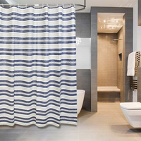 Rideau de douche en PEVA rayé bleu et jaune de style nordique, imperméable, anti-moisissure, épaissi, cloison de salle de bain