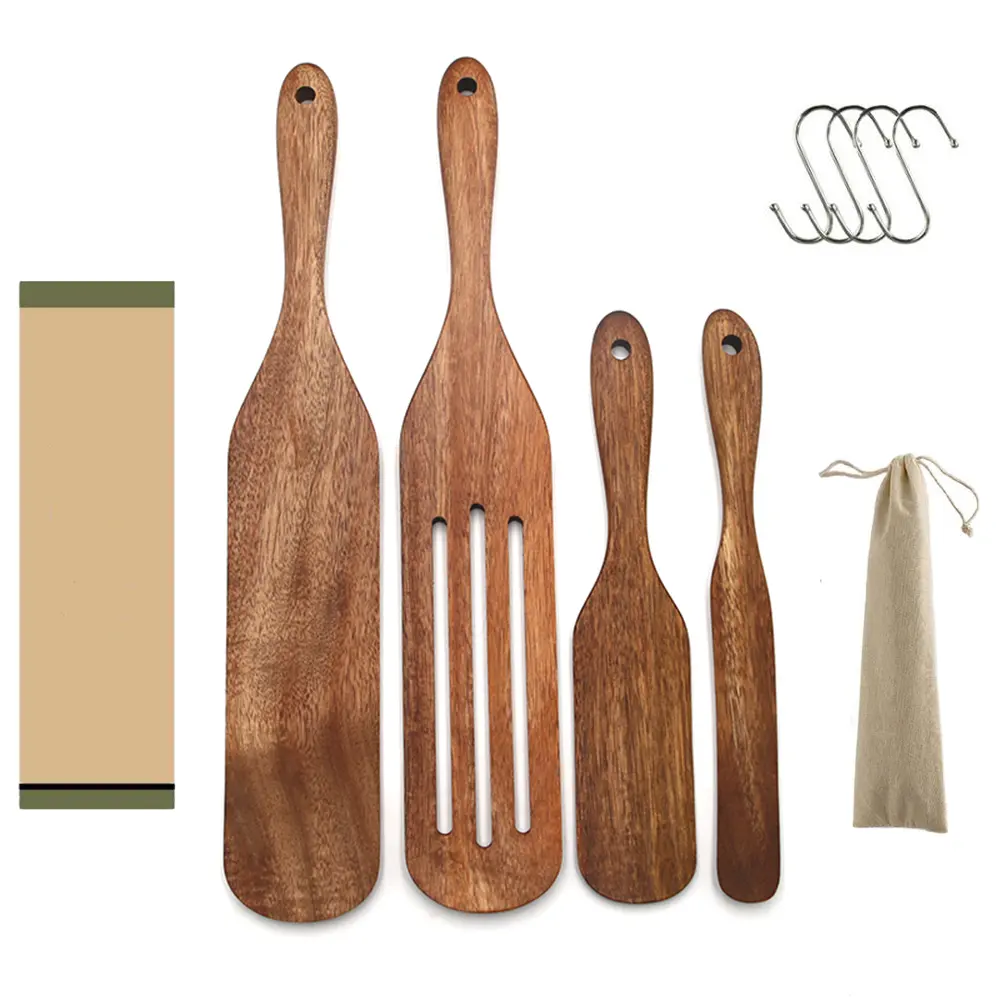 Haushaltselemente Küche-Set bestehend aus 4 handgefertigten individuellen Holz-Spitzen-Sets Akazie Rührholz-Spatula Küchenutensilien mit Preis