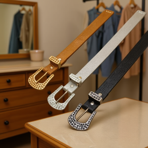 Cinturón de Cuero con Hebilla de Diamantes de Imitación, 2.8*105CM, Accesorio de Moda para Mujer - Product Image 3