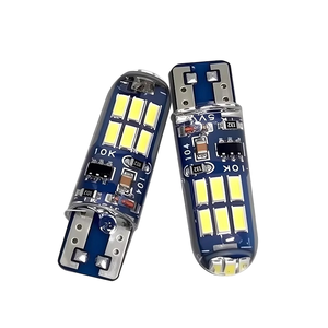 Lampe de dôme LED modifiée 12V Jaune pour voitures T10 4014 15SMD Silicone Haute Luminosité Large Indicateur Plaque d'immatriculation Éclairage Intérieur - Product Image 1