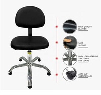 Chaise ESD Leenol ergonomique antistatique pour laboratoire, en cuir PU, réglable en hauteur, avec certificat CE ROHS pour salle blanche