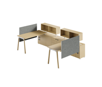 Poste de travail de bureau commercial avec cloison d'intimité, armoire de rangement et hutch suspendu pour espace de travail ouvert