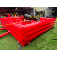 Toro Mecánico Inflable Rojo para Juegos de Rodeo, Máquina de Juegos Interactiva para Exteriores