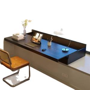 Escritorio de Madera Maciza para Ventanal con Escritorio Extensible Extraíble, Escritorio de Computadora para Dormitorio o Estudio con Cajones y Gabinete de Almacenamiento - Product Image 5