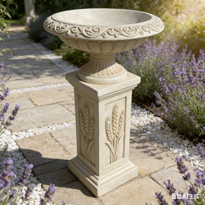 Set di Fioriere e Vasi in Resina Giallo Chiaro con Motivo a <span class=keywords><strong>Grano</strong></span> e Erba Arricciata, Stile Americano per Benvenuto in Villa - Product Image 5