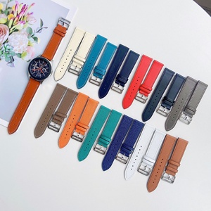 Correa de reloj de piel de becerro de 22 mm para Samsung Galaxy <span class=keywords><strong>Watch</strong></span> 4 <span class=keywords><strong>5</strong></span>, correas de reloj Single Tour para <span class=keywords><strong>Gear</strong></span> S3 con pasador de liberación rápida - Product Image 1