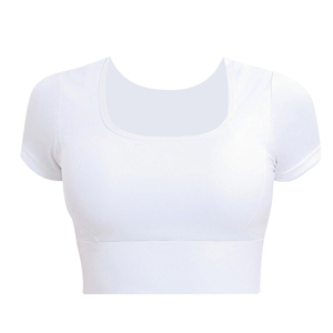 JY nueva <span class=keywords><strong>ropa</strong></span> básica de <span class=keywords><strong>Yoga</strong></span> de gimnasio personalizada para mujeres entrenamiento Fitness correr camiseta transpirable con manga de algodón camisetas atléticas - Product Image 4