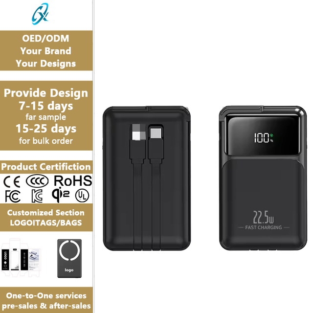 Wholesale Portable Power Bank AC Plug Input 1/20000mAh High Capacity 30W Fast Charging 2-in-1 Cable Phone PVC