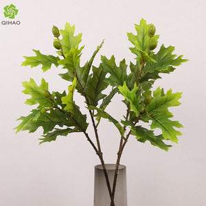 Hojas de Roble Artificiales de Dos Ramas, Planta Artificial de PVC Verde, Decoraciones Colgantes para Bodas, Uso en Interiores, Duraderas - Product Image 5