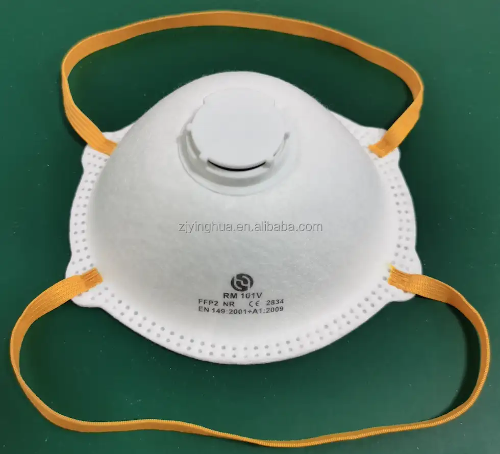 เจ้อเจียง Yinghua เทคโนโลยีโรงงานขาย RM101V ละลาย-เป่าผ้าหน้ากากสีขาว CE-EN149-FFP2ถ้วยทิ้งหน้ากากด้วยวาล์ว