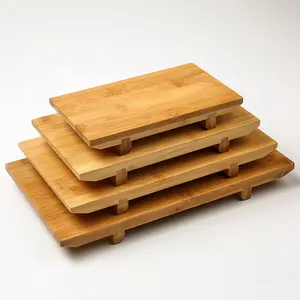 環境にやさしい長方形和風竹寿司サービングボード4個セットゲタ盛り合わせカッティングトレイ食器刺身盛り合わせ