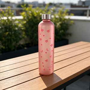 Bottiglie d'acqua in plastica PC da 1000 ml di grande capacità, stampate con un grazioso fiocco <span class=keywords><strong>rosa</strong></span>, adatte per uscire e per il campeggio, per studenti. - Product Image 4