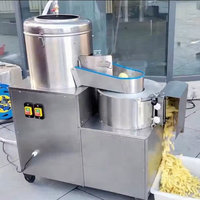 Machine automatique électrique intégrée pour laver, peler et couper les pommes de terre - Coupe-légumes multifonctionnel pour cantine, usine alimentaire