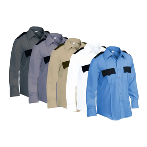 Uniforme da Guardia Giurata, Set Completo Abbigliamento da Guardia Giurata Camicia a Maniche Corte Grigio Poliestere / Cotone per Guardia Blu Reale - Product Image 1