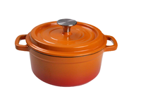 Set Perlengkapan Masak Panci Besi Cor Enamel Mini Mewah Bright Houseware Oranye 18cm, Panci Casserole, Tutup Besi Cor, Cocok untuk Kompor Gas