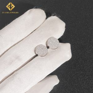 Boucles d'oreilles clous entièrement serties de diamants en moissanite, style hip-hop, en argent sterling 925, bijoux en moissanite VVS - Product Image 2