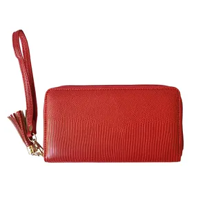 High Quality Simple Design Factory Price Zipper Purses Long Section Red Clutch Wallet Soft PU Leather Slim Wallets Women Men