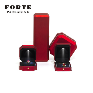 FORTE Factory Customized Red <b>Led</b> Simple Plastic Jewelry Box Set Earrings Necklace Ring Box Jade Packaging <b>Spot</b> Wholesale - Product Image 3