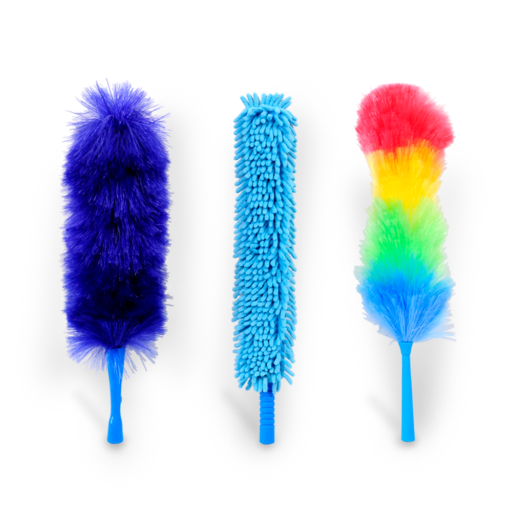 Dry And Wet Chenille Cleaning Duster With EVA Mop Plate And Telescopic Steel Handle
