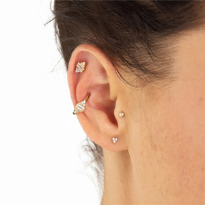 ROXI Ensemble de 3 paires de boucles d'oreilles clous en zircon triangulaires et rectangulaires pour femmes, coffret cadeau - Product Image 3