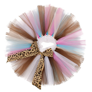 Animal Birthday Set for <strong>Baby</strong> Three-Piece Satin Dress Casual <strong>Romper</strong> with Mesh <strong>Tutu</strong> Skirt and Bow for Princess - Product Image 5