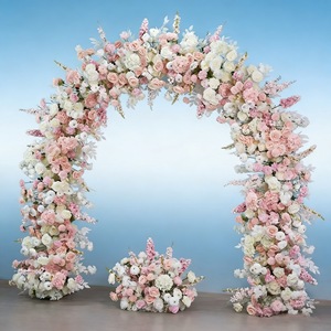 Arche florale artificielle, arrangement de fleurs en soie, arche de roses bleu clair, décoration de fête - Product Image 2