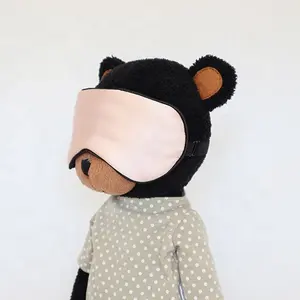 Soft comfortable pink silk eye sleep mask stock available in cheap price with premium black gift box