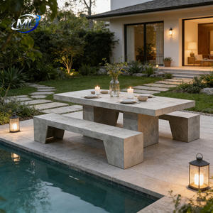 Table basse-banc carrée moderne en béton GRC, table à thé en fibro-ciment pour salon ou extérieur, pour cuisine ou mobilier d'hôtel - Product Image 3