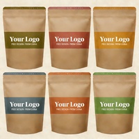 Custom Printing Logo Stand Eco Friendly Tea Bag Biodegradable Pouch Bag Food Tea Kraft Paper Packaging Bag Sugar Jelly Zipper