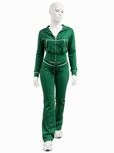 Best Selling Leopard Print Women Casual Zip Hooded <strong>Crop</strong> Jacket <strong>Leggings</strong> Stretch Sporty Streetwear Tracksuit 2 Piece Sets Clothes - Product Image 4