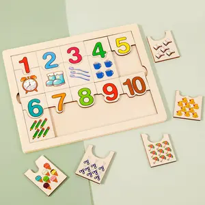 Math Toys Digital Shape Pairing Learning Preschool Counting Board Kids Educational Montessori Wooden Toy for Children Gift