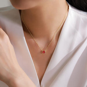 S925 Sterling Silver Minimalist Vintage Rose <b>Ruby</b> <b>Necklace</b> and Earrings for Women - Niche Luxury Gold Jewelry Set - Product Image 5